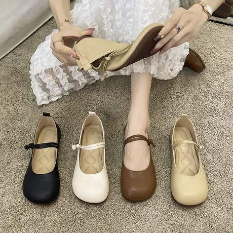 仙女风玛丽珍单鞋女2024春新款百搭平底大头娃娃鞋孕妇防滑豆豆鞋商品大图