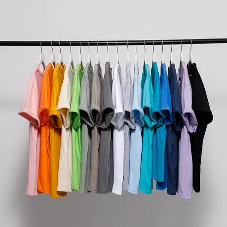 250g重磅纯棉全色系 短袖t恤纯色厚实宽松休闲百搭打底衫上衣男女商品大图