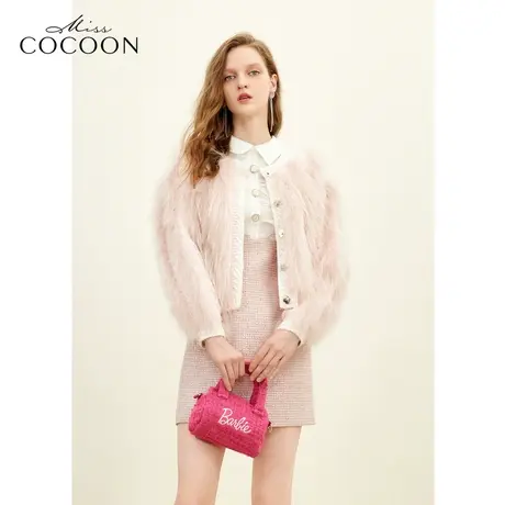 missCOCOON千金玛德琳毛针织开衫女2023秋季新款貉子小香风毛衫商品大图