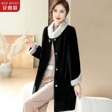2023新款中年女秋冬季水貂绒大衣洋气高贵妈妈冬装中长款气质外套商品大图