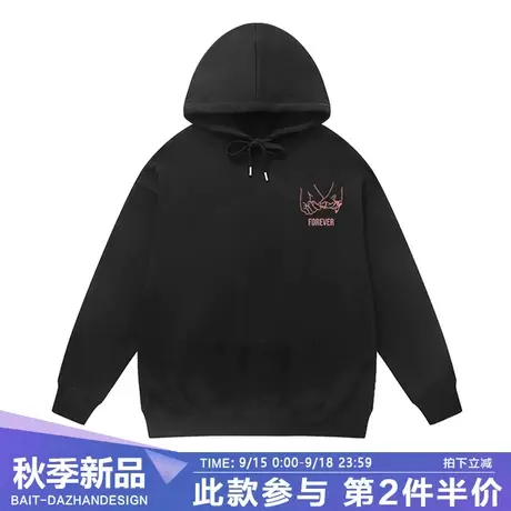 潮牌原创趣味小众设计感情侣款卫衣拉钩爱情连帽套头上衣男女商品大图