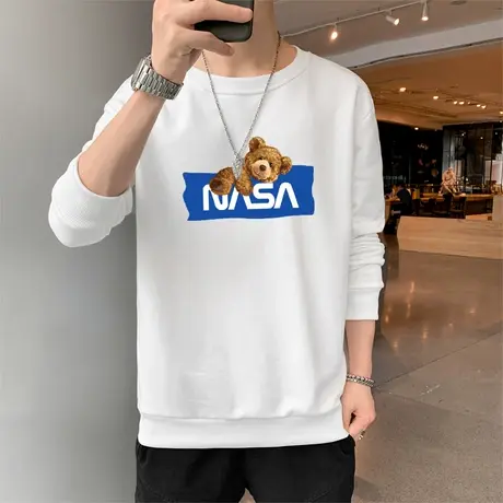 圆领卫衣男士2023秋季新款休闲长袖T恤潮流时尚帅气百搭套头上衣图片