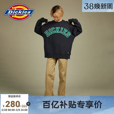 Dickies 春夏新款logo贴布绣圆领慵懒风美式卫衣男女情侣 宽松图片