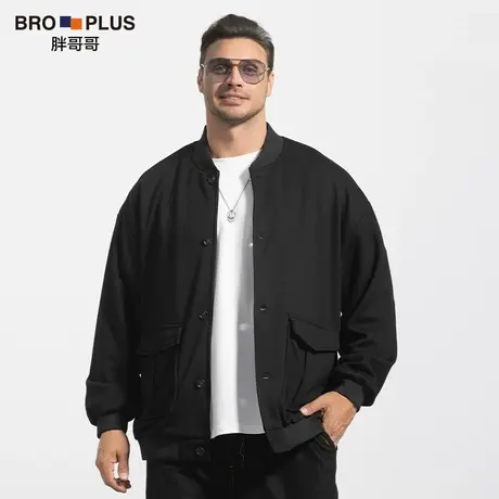胖哥哥新款大码外套男加肥加大男装宽松简约胖潮夹克棒球服秋季款图片
