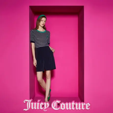 Juicy Couture橘滋新款低调百搭绣花折裥女休闲短裤商品大图