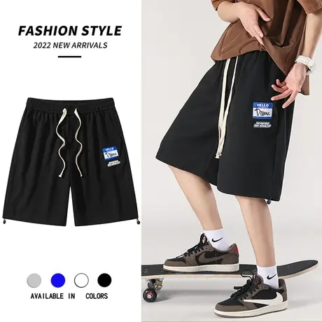 夏季外穿薄款短裤男士潮流休闲运动宽松大裤衩直筒港风五分沙滩裤商品大图
