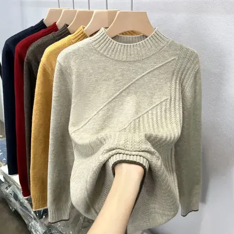 2023年秋冬新款半高领毛衣女套头加厚洋气针织衫女长袖打底毛衣女商品大图
