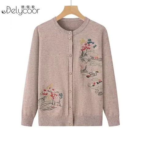 2023新款奶奶秋装毛衣小开衫中老年人妈妈针织衫外套薄款老人衣服商品大图