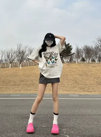 纯棉vintage设计感蝴蝶短袖t恤女2023年新款夏季潮牌宽松半袖上衣图片