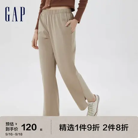 Gap女装秋季新款高腰纯棉开衩长裤591003水洗棉运动休闲长裤图片