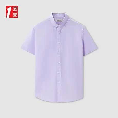 海一家简约舒适短衬新款扣领尖领时尚休闲男士短袖衬衫商品大图