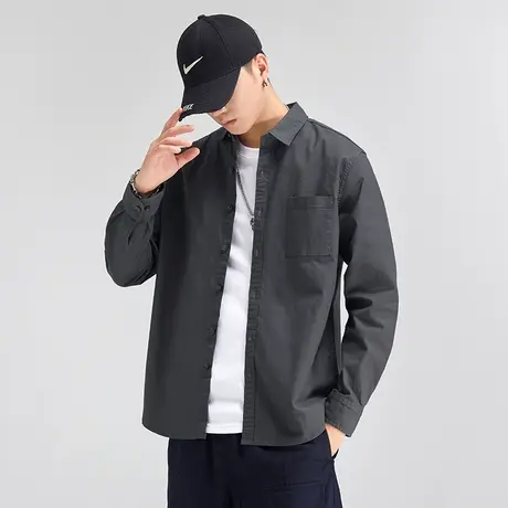 Modi Nick/摩帝尼克纯棉男士休闲衬衫复古水洗工装帅气百搭男外套图片