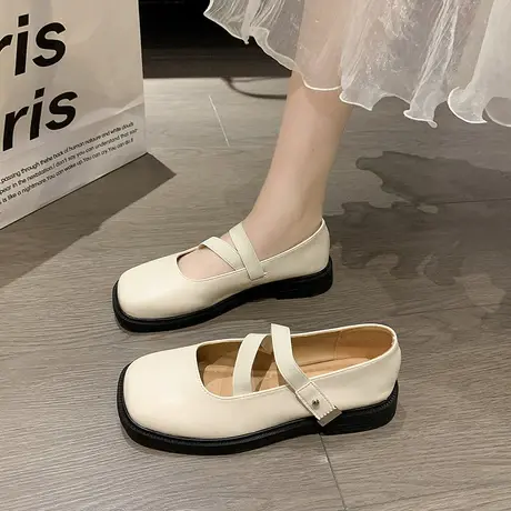 永希玛丽珍女鞋夏季2023年新款粗跟浅口防滑配裙子网红仙女平底鞋商品大图