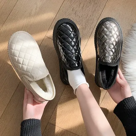 棉鞋女冬加绒加厚2024年新款低帮雪地靴女皮毛一体防滑舒适一脚蹬图片