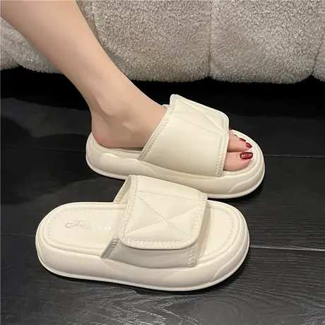 厚底一字拖鞋女夏外穿2024新款松糕软底防滑魔术贴网红超火凉拖鞋图片