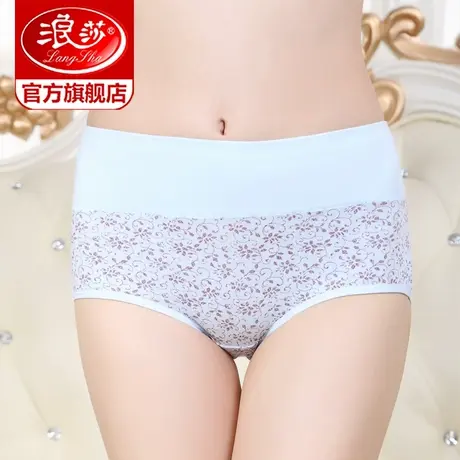 4条浪莎女士内裤性感纯棉高腰收腹提臀三角裤春夏薄款妈妈短裤衩商品大图
