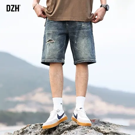 男士美式复古牛仔短裤男款夏季潮牌破洞五分裤休闲裤子2023年新款商品大图
