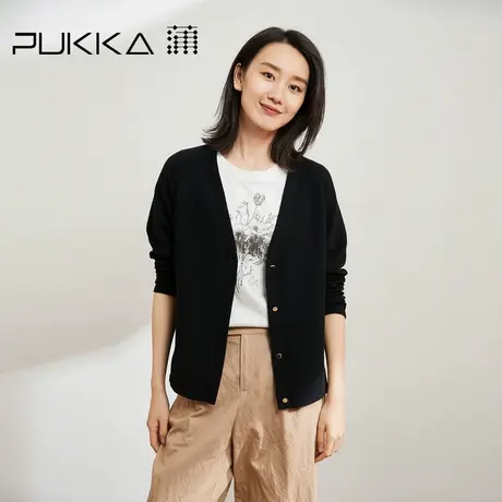 蒲PUKKA 商场同款女装针织开衫新款宽松时尚V领春秋外套女图片