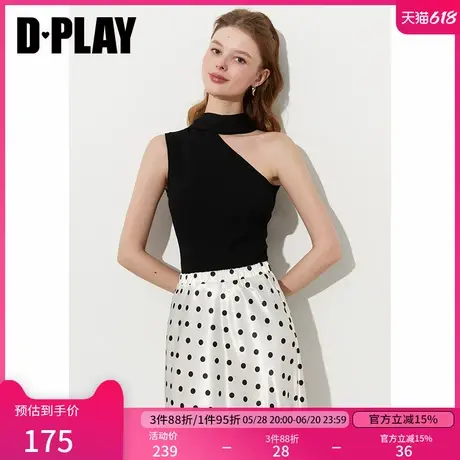 DPLAY2025年夏季新款黑色吊带背心女好看时髦修身内搭针织上衣商品大图