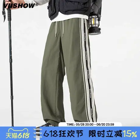 VIISHOW2025年春季新款运动裤男条纹阔腿卫裤宽松休闲长裤子潮流商品大图