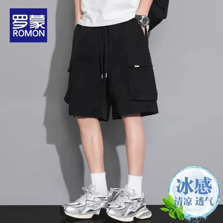 罗蒙潮牌工装短裤男士夏季薄款2025新款宽松运动多口袋冰丝五分裤商品大图