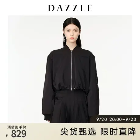 DAZZLE地素奥莱 春季短款抽绳黑色棒球服棉服外套女图片