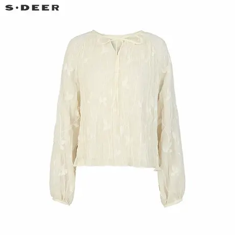 【好物体验专享】sdeer圣迪奥25新品复古绣花插肩袖上衣S253Z3206商品大图