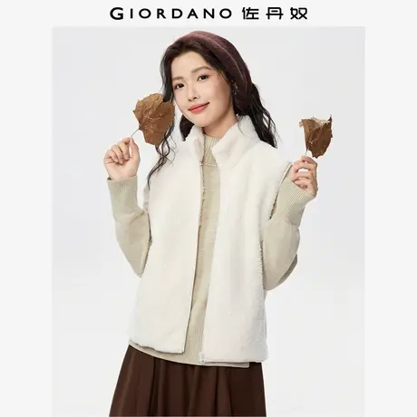 佐丹奴毛绒绒马甲女秋冬新款珊瑚绒口袋立领拉链背心外套13375794商品大图