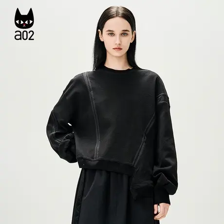 a02【ET自然系列】百搭黑色卫衣女2025春季新款轻奢洋气春装上衣商品大图