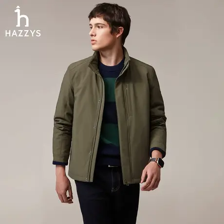 Hazzys哈吉斯男士保暖棉服时尚休闲立领商务休闲行政夹克外套上衣图片