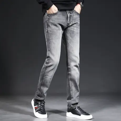 美式休闲宽松牛仔裤男直筒秋季2023新款深灰色水洗男士牛仔裤中年商品大图