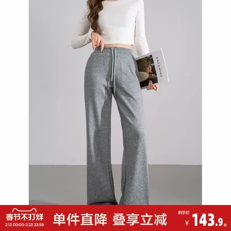 唐狮2026秋冬直筒加绒休闲裤女简约流行运动长裤显瘦百搭高级感商品大图