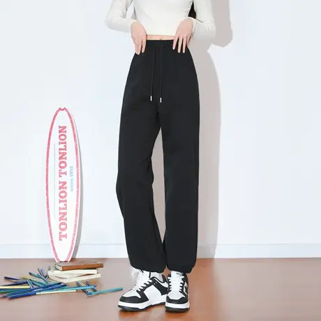 唐狮加厚加绒卫裤女款秋冬季束脚羊羔绒2026新款宽松慵懒风女裤VB商品大图