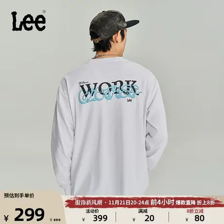 Lee商场同款23秋冬新品舒适版字母印花多色男长袖T恤LMT0067884DR图片