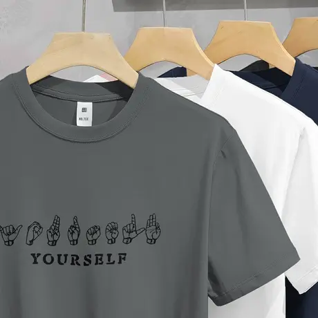 美式230g重磅纯棉t恤男短袖圆领潮流宽松体恤液氨长绒棉全棉半袖商品大图