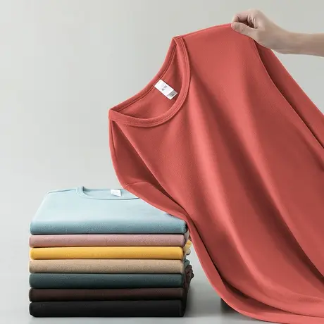 德绒打底衫内搭长袖t恤男秋冬潮流圆领上衣服保暖小衫双面绒体恤商品大图