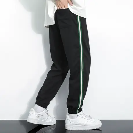 秋季长裤子男休闲裤潮流宽松黑色运动裤小脚束脚九分抽绳卫裤百搭图片