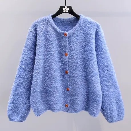 日系慵懒复古毛衣外套女秋冬2023新款宽松高级感软糯外搭针织开衫图片