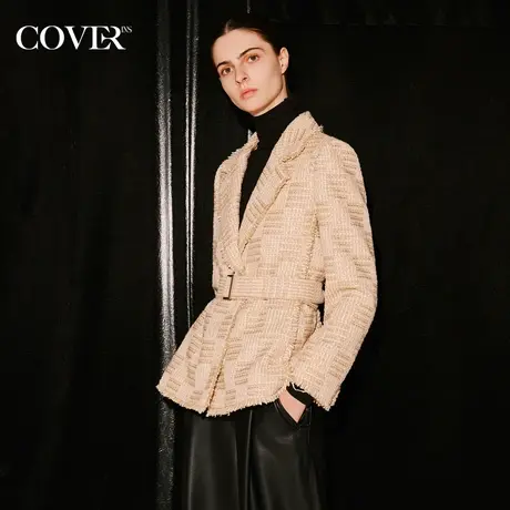 COVER冬季粗花呢收腰小香风外套图片
