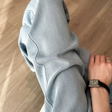 复古天丝牛仔裤女春夏薄款高腰显瘦垂感宽松直筒美式窄版阔腿裤子商品大图