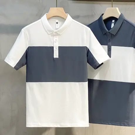 polo衫短袖男士夏季2023新款潮牌条纹半袖t恤男装高端体恤上衣服商品大图