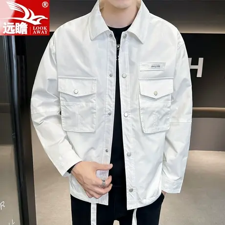 远瞻男士外套春秋季2023新款潮牌痞帅宽松翻领夹克男工装休闲上衣商品大图
