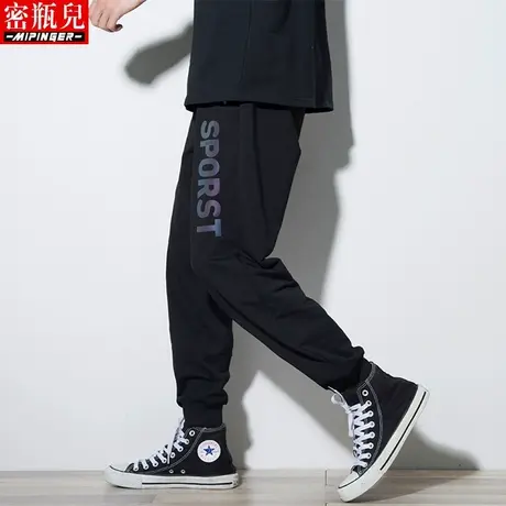 青少年运动裤男宽松秋季大码胖子男装加肥加大嘻哈潮流休闲裤子男商品大图