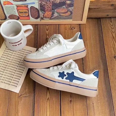 小众设计板鞋子2023新款港风休闲透气帆布鞋厚底韩版学生百搭板鞋商品大图