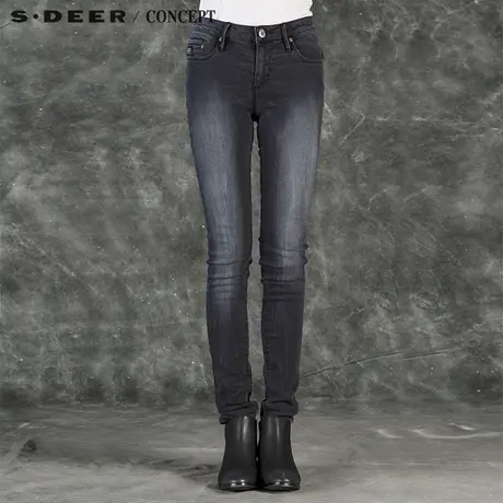 sdeer圣迪奥春装做旧休闲牛仔长裤子S16180891商品大图
