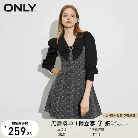 ONLY奥莱夏季气质收腰遮肉显瘦短款牛仔连衣裙女图片