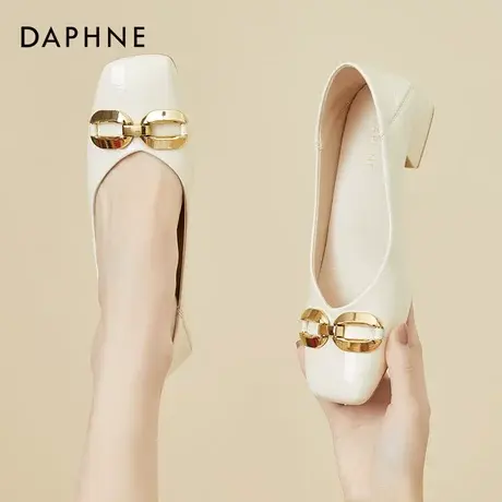 Daphne/达芙妮女鞋2022新款夏季休闲奶奶鞋平底通勤小皮鞋不累脚图片