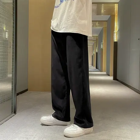 潮牌灯芯绒休闲裤男士春秋2023新款直筒卫裤男款运动裤子秋冬加绒图片