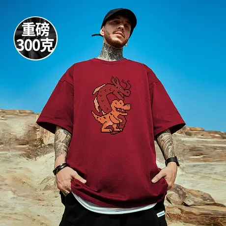 2025新款短袖男潮300g重磅男装潮牌T恤宽松潮流大码胖子半袖春夏图片