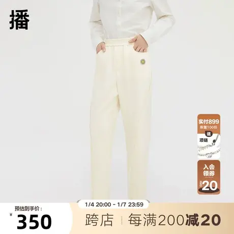 播白色运动裤女秋冬新款韩版宽松百搭高腰显瘦休闲裤DDQ4KD54201图片